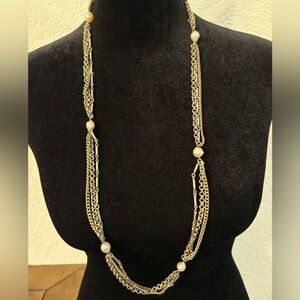 Brushed Silver and Pearl Necklace #349